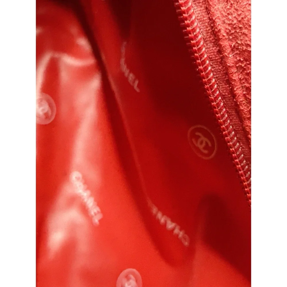 CHANEL Beauty Cosmetic Makeup Bag Pouch Clutch (RED and White) 10
